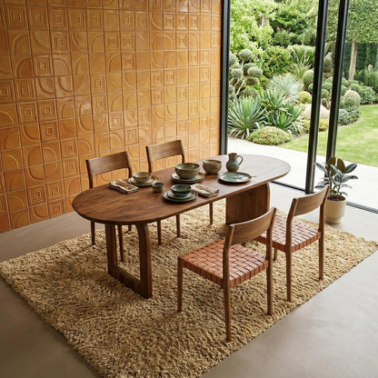 Raw Materials Eettafel Bullnose Ovaal 200x90cm Bruin Mangohout - Mix Onderstel - KwaliteitWonen.nl