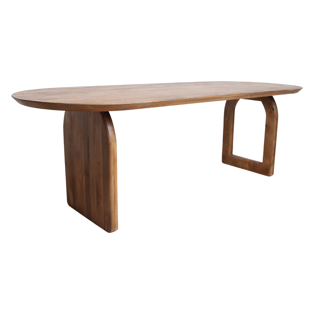 Raw Materials Eettafel Bullnose Ovaal 200x90cm Bruin Mangohout - Mix Onderstel - KwaliteitWonen.nl