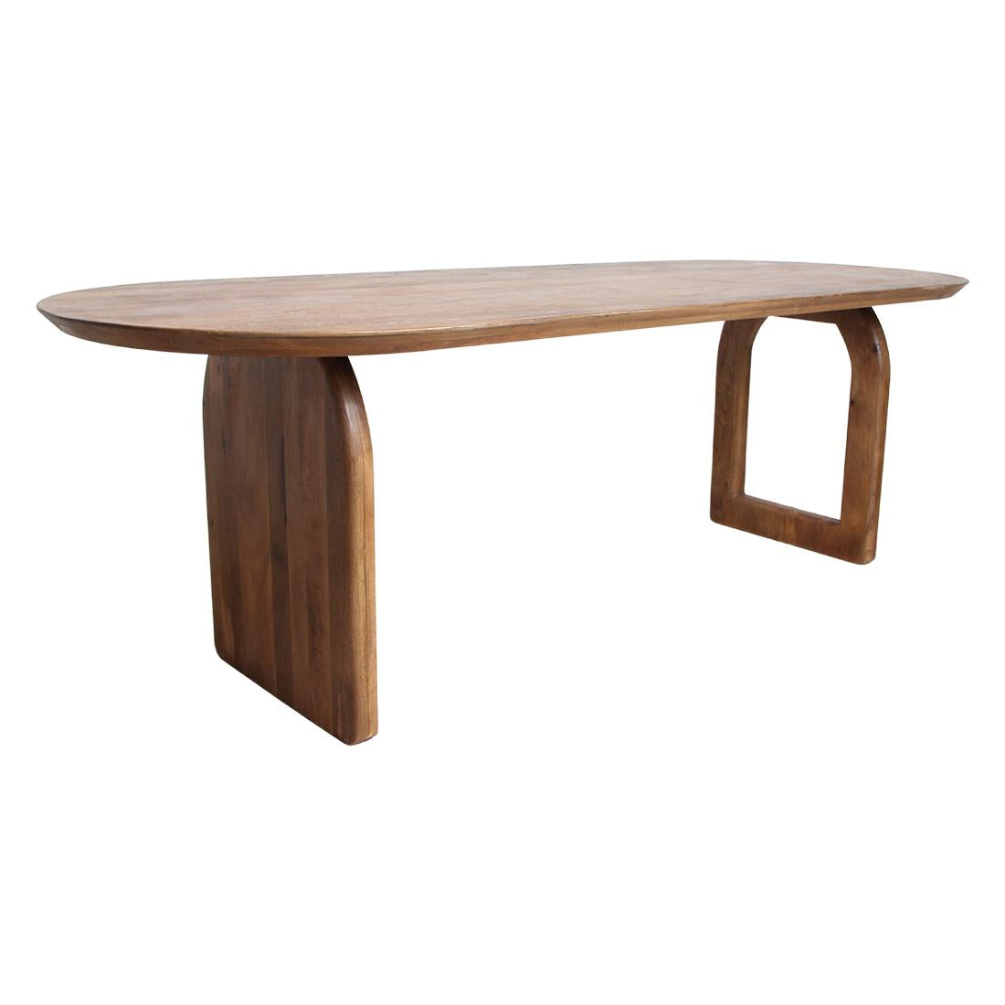 Raw Materials Eettafel Bullnose Ovaal 200x90cm Bruin Mangohout - Mix Onderstel - KwaliteitWonen.nl