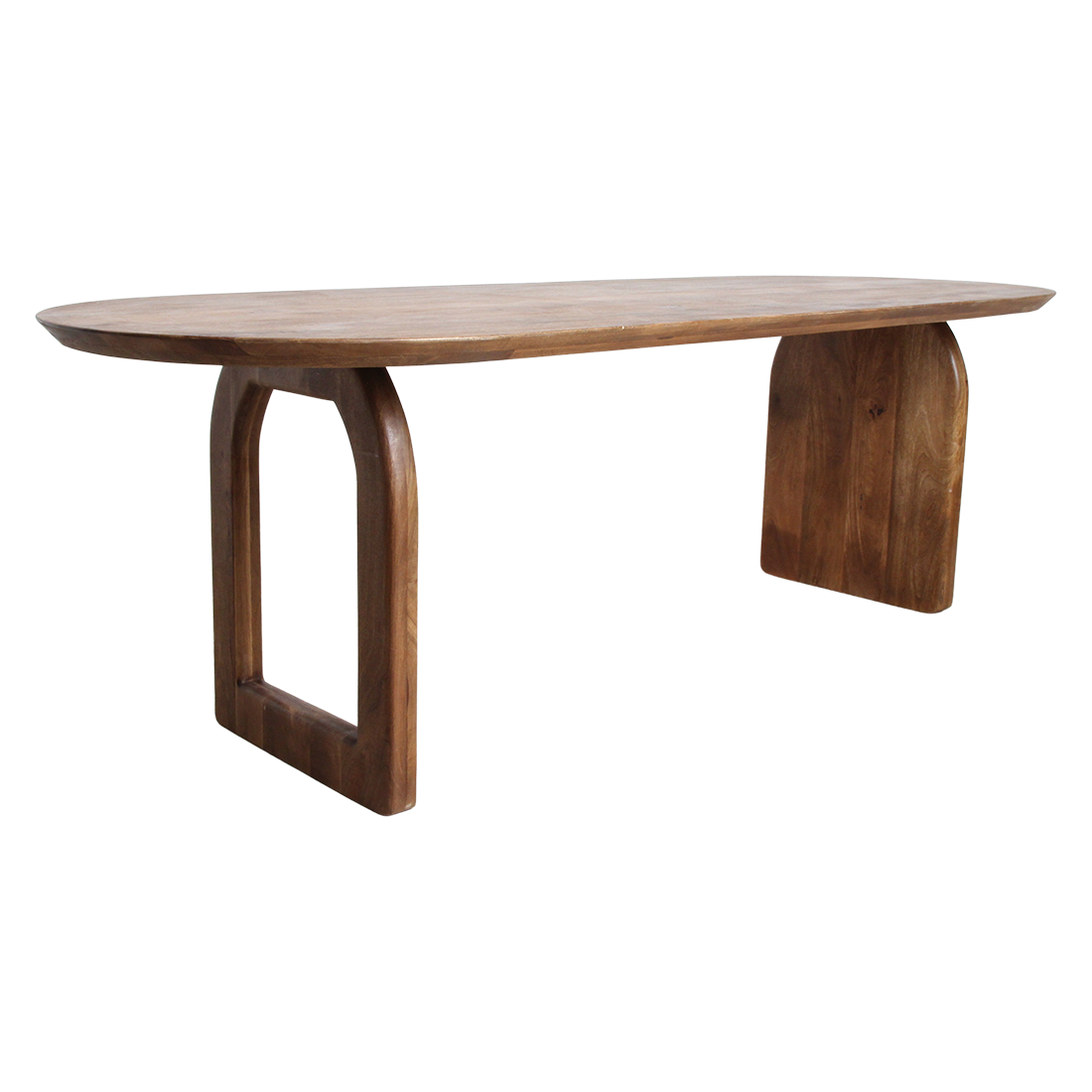 Raw Materials Eettafel Bullnose Ovaal 200x90cm Bruin Mangohout - Mix Onderstel - KwaliteitWonen.nl