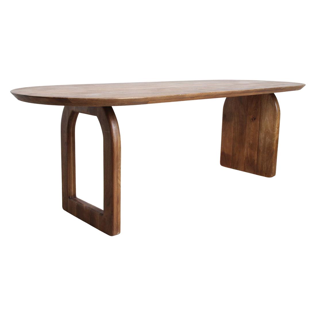 Raw Materials Eettafel Bullnose Ovaal 200x90cm Bruin Mangohout - Mix Onderstel - KwaliteitWonen.nl