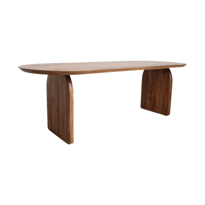 Raw Materials Eettafel Bullnose Ovaal 200x90cm Mangohout Bruin - Gesloten Onderstel - KwaliteitWonen.nl