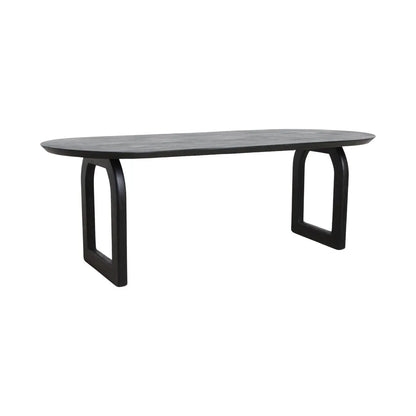 Raw Materials Eettafel Bullnose Ovaal 200x90cm Zwart Mangohout - Open Onderstel - KwaliteitWonen.nl