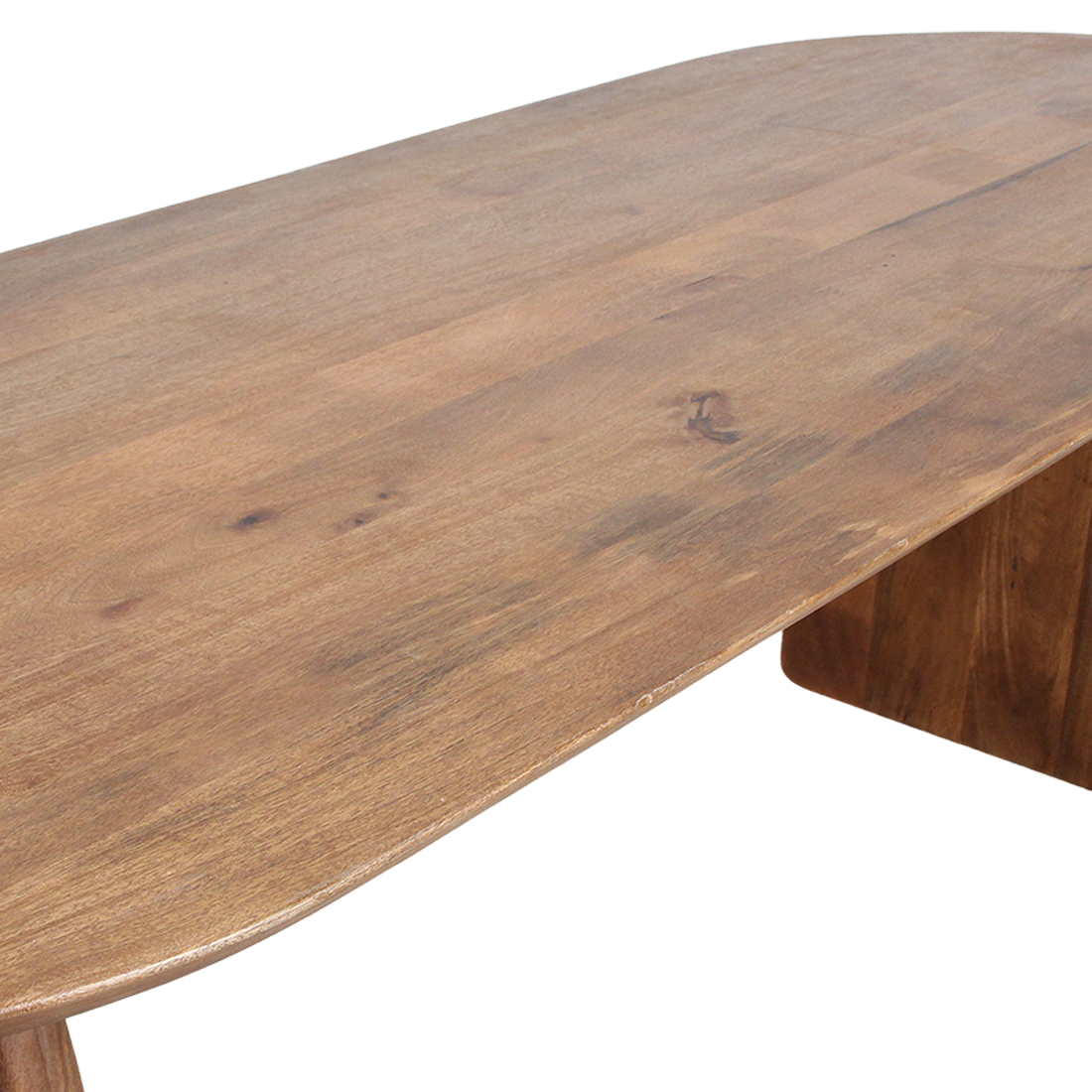 Raw Materials Eettafel Bullnose Ovaal 240x90cm Bruin Mangohout - Gesloten Onderstel - KwaliteitWonen.nl