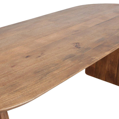 Raw Materials Eettafel Bullnose Ovaal 240x90cm Bruin Mangohout - Gesloten Onderstel - KwaliteitWonen.nl
