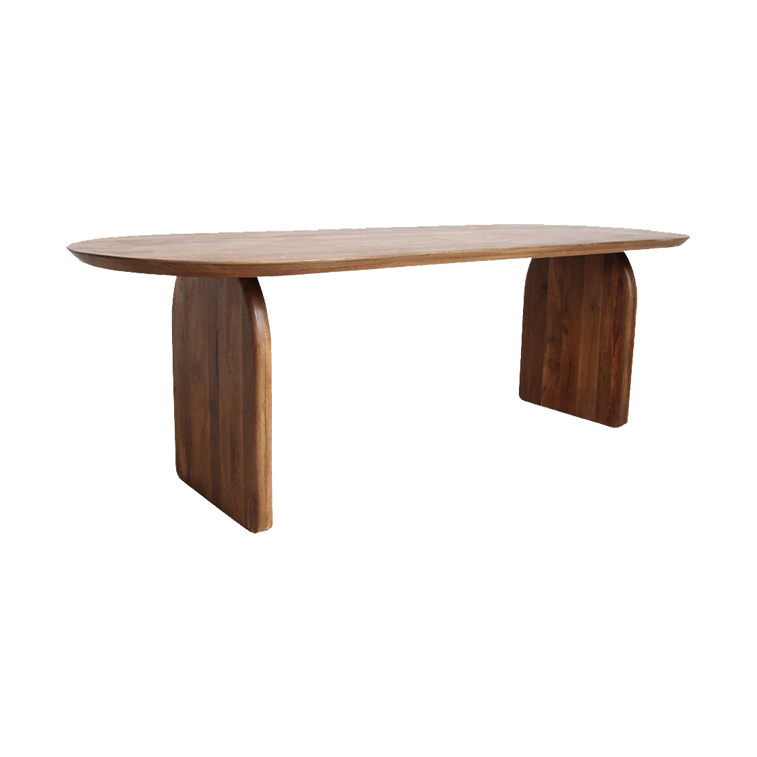 Raw Materials Eettafel Bullnose Ovaal 240x90cm Bruin Mangohout - Gesloten Onderstel - KwaliteitWonen.nl