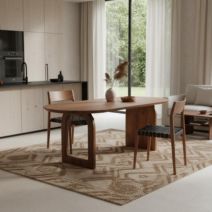 Raw Materials Eettafel Bullnose Ovaal 240x90cm Bruin Mangohout - Mix onderstel-Kwaliteitwonen.nl