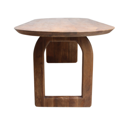 Raw Materials Eettafel Bullnose Ovaal 240x90cm Bruin Mangohout - Mix onderstel - KwaliteitWonen.nl