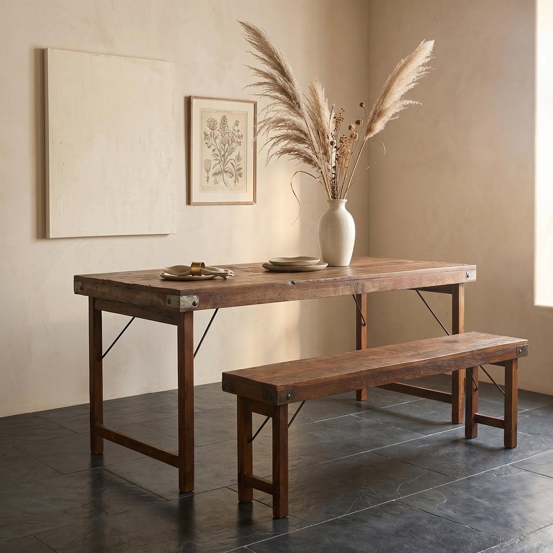 Raw Materials Eettafel Vintage Inklapbaar 165x75cm Gerecycled Hout - KwaliteitWonen.nl