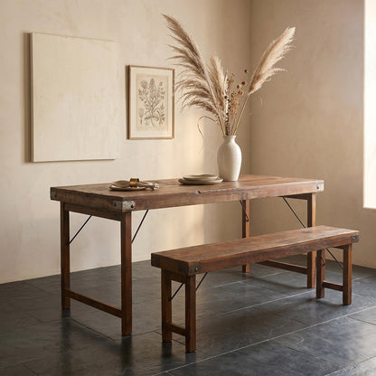Raw Materials Eettafel Vintage Inklapbaar 165x75cm Gerecycled Hout - KwaliteitWonen.nl
