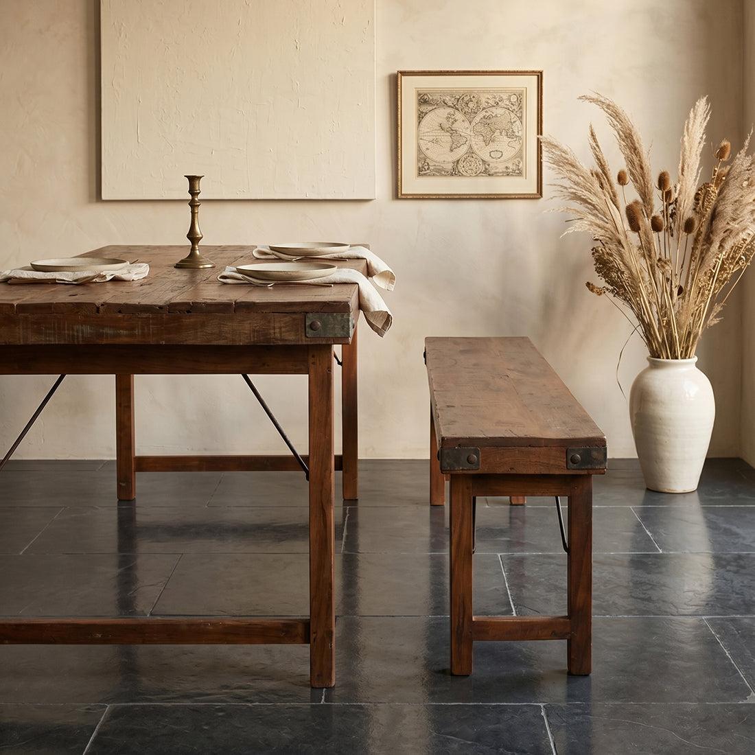 Raw Materials Eettafel Vintage Inklapbaar 165x75cm Gerecycled Hout - KwaliteitWonen.nl