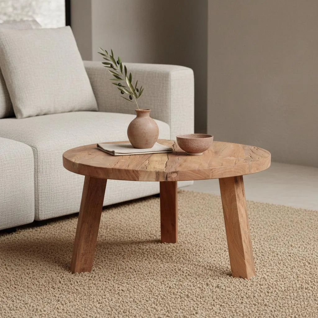 Raw Materials Farmwood Ronde Salontafel - Fsc-Gerecycled Hout - Ø70cm - KwaliteitWonen.nl
