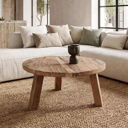 Raw Materials Farmwood Ronde Salontafel - Fsc-Gerecycled Hout - Ø70cm - KwaliteitWonen.nl