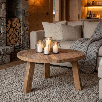 Raw Materials Farmwood Ronde Salontafel - Fsc-Gerecycled Hout - Ø70cm - KwaliteitWonen.nl