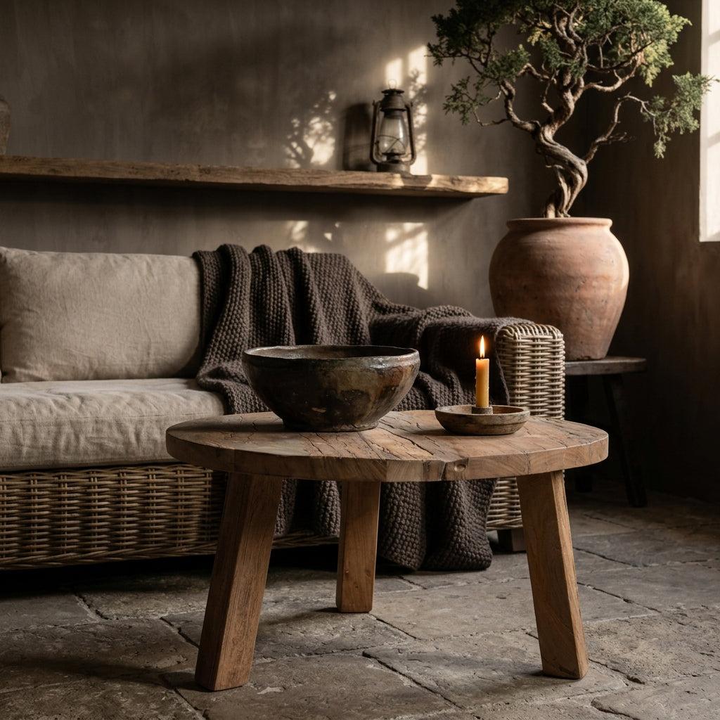 Raw Materials Farmwood Ronde Salontafel - Fsc-Gerecycled Hout - Ø70cm - KwaliteitWonen.nl
