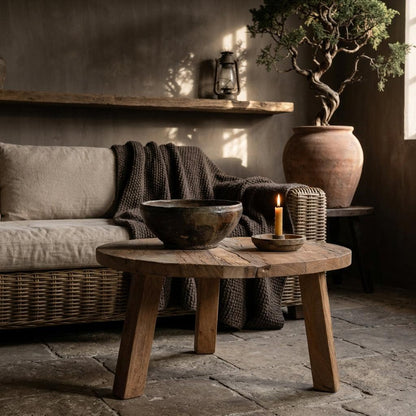 Raw Materials Farmwood Ronde Salontafel - Fsc-Gerecycled Hout - Ø70cm - KwaliteitWonen.nl