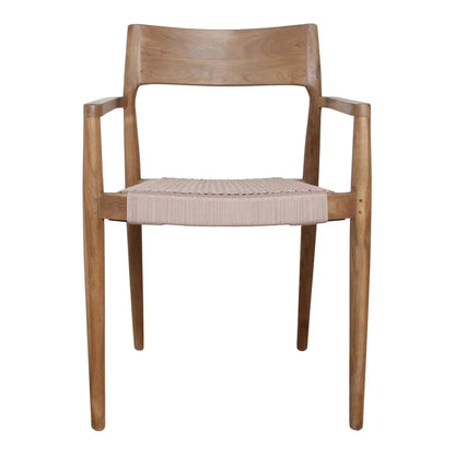 Raw Materials Freya Donker Teakhouten Tuinstoel Met Armleuning - Naturel (Set Van 2) - KwaliteitWonen.nl