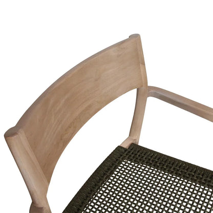 Raw Materials Freya Licht Teakhouten Tuinstoel Met Armleuning - Groen (Set Van 2) - KwaliteitWonen.nl