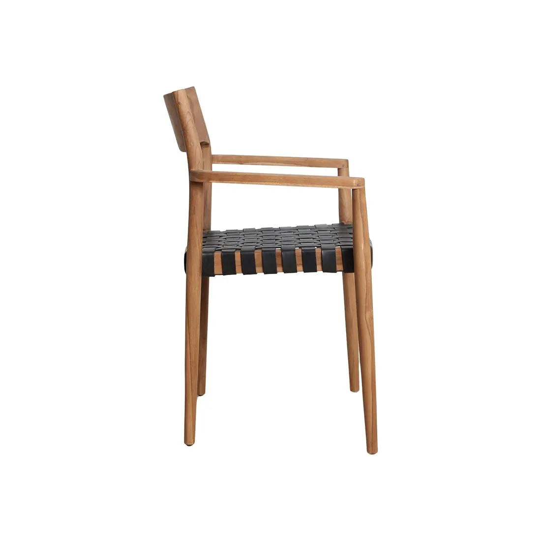 Raw Materials Freya Teak Eetkamerstoel Met Armleuning - Zwart (Set Van 2) - KwaliteitWonen.nl