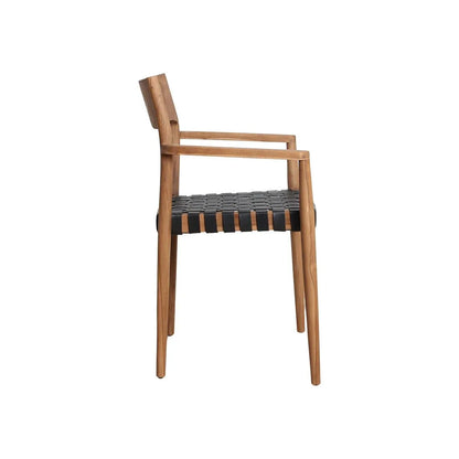 Raw Materials Freya Teak Eetkamerstoel Met Armleuning - Zwart (Set Van 2) - KwaliteitWonen.nl