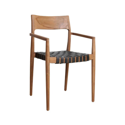 Raw Materials Freya Teak Eetkamerstoel Met Armleuning - Zwart (Set Van 2) - KwaliteitWonen.nl