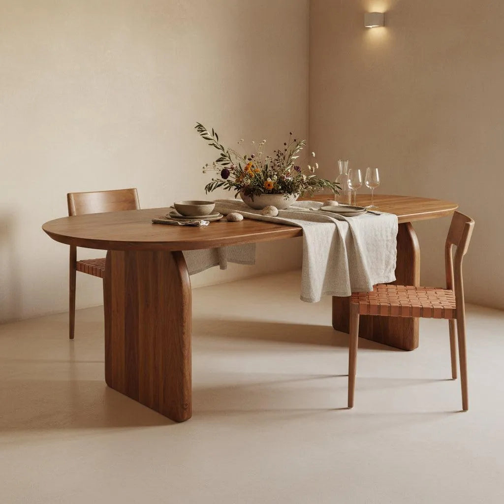 Raw Materials Freya Teak Eetkamerstoel Met Leer - Naturel (Set Van 2) - KwaliteitWonen.nl