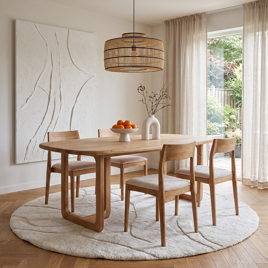 Raw Materials Freya Teak Houten Eetkamerstoel Crème - KwaliteitWonen.nl