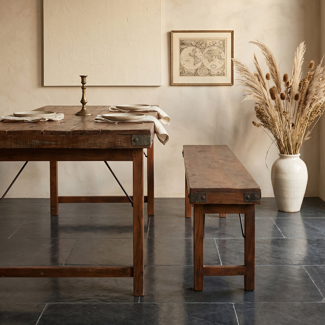 Raw Materials Inklapbare Vintage Eettafel Xl - Gerecycled Hout - 190x80cm - KwaliteitWonen.nl
