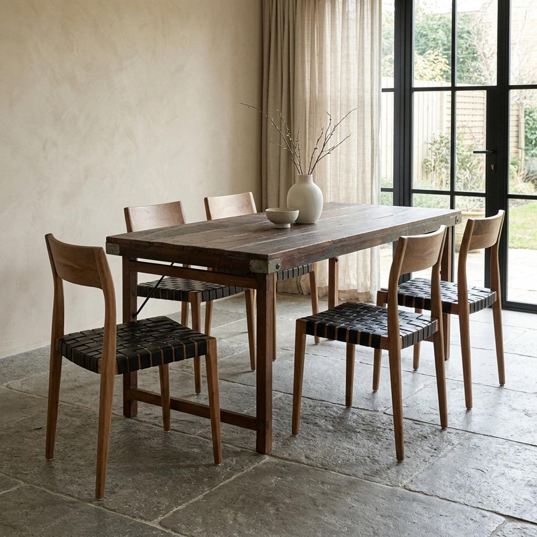 Raw Materials Inklapbare Vintage Eettafel Xl - Gerecycled Hout - 190x80cm - KwaliteitWonen.nl