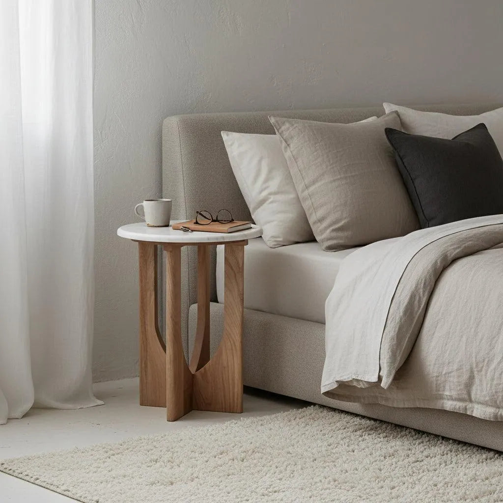 Raw Materials Kuching Marmeren Bijzettafel - Wit-Kwaliteitwonen.nl