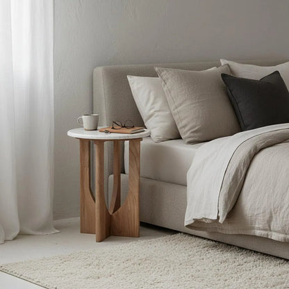 Raw Materials Kuching Marmeren Bijzettafel - Wit-Kwaliteitwonen.nl