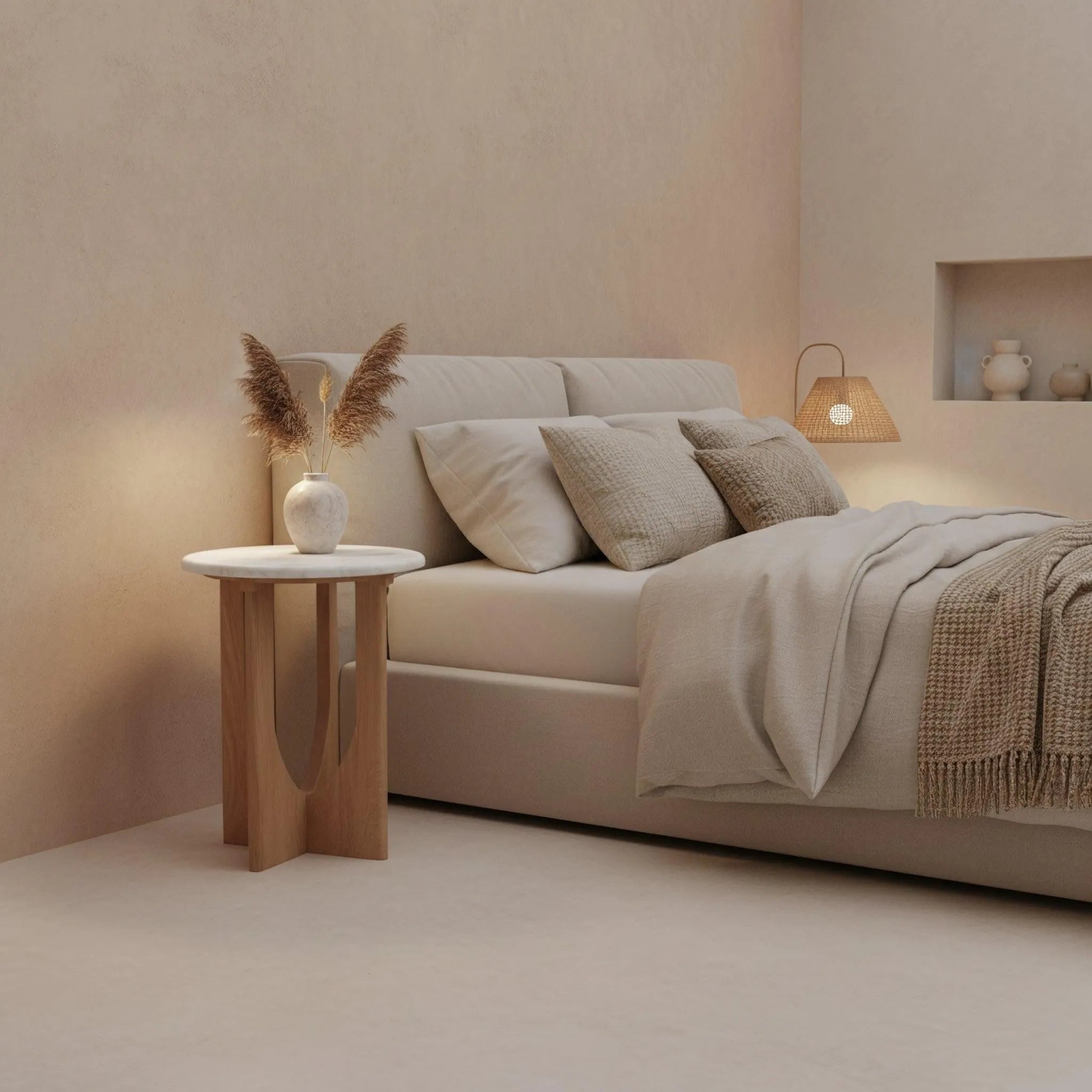 Raw Materials Kuching Marmeren Bijzettafel - Wit-Kwaliteitwonen.nl