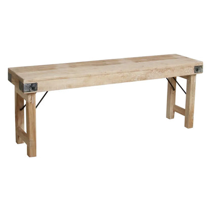 Raw Materials Limewash Inklapbare Eetkamerbank - Fsc-Gerecycled Hout - 120cm - KwaliteitWonen.nl