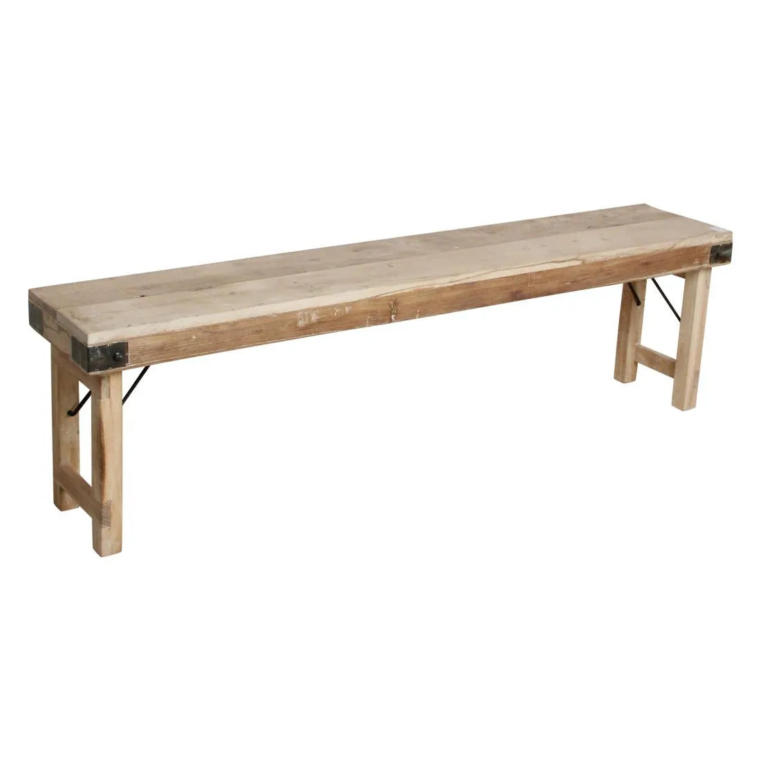 Raw Materials Limewash Inklapbare Eetkamerbank - Fsc-Gerecycled Hout -160x30cm - KwaliteitWonen.nl