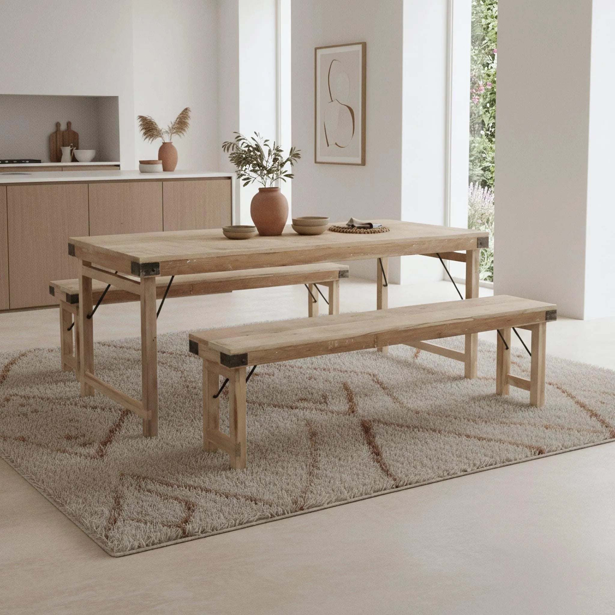 Raw Materials Limewash Opklapbare Eettafel - 165x75cm - KwaliteitWonen.nl
