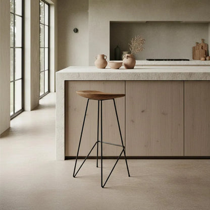 Raw Materials Loft Teakhouten Barkruk Naturel - 41x42x77cm - KwaliteitWonen.nl