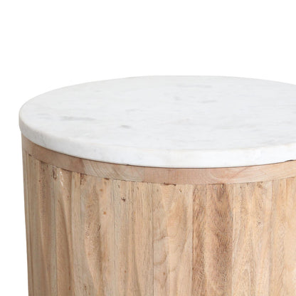Raw Materials Malakka Marmeren Bijzettafel - Wit - KwaliteitWonen.nl