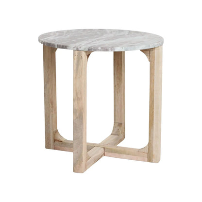 Raw Materials Marmeren Bijzettafel Rond - Bruin Wit - KwaliteitWonen.nl