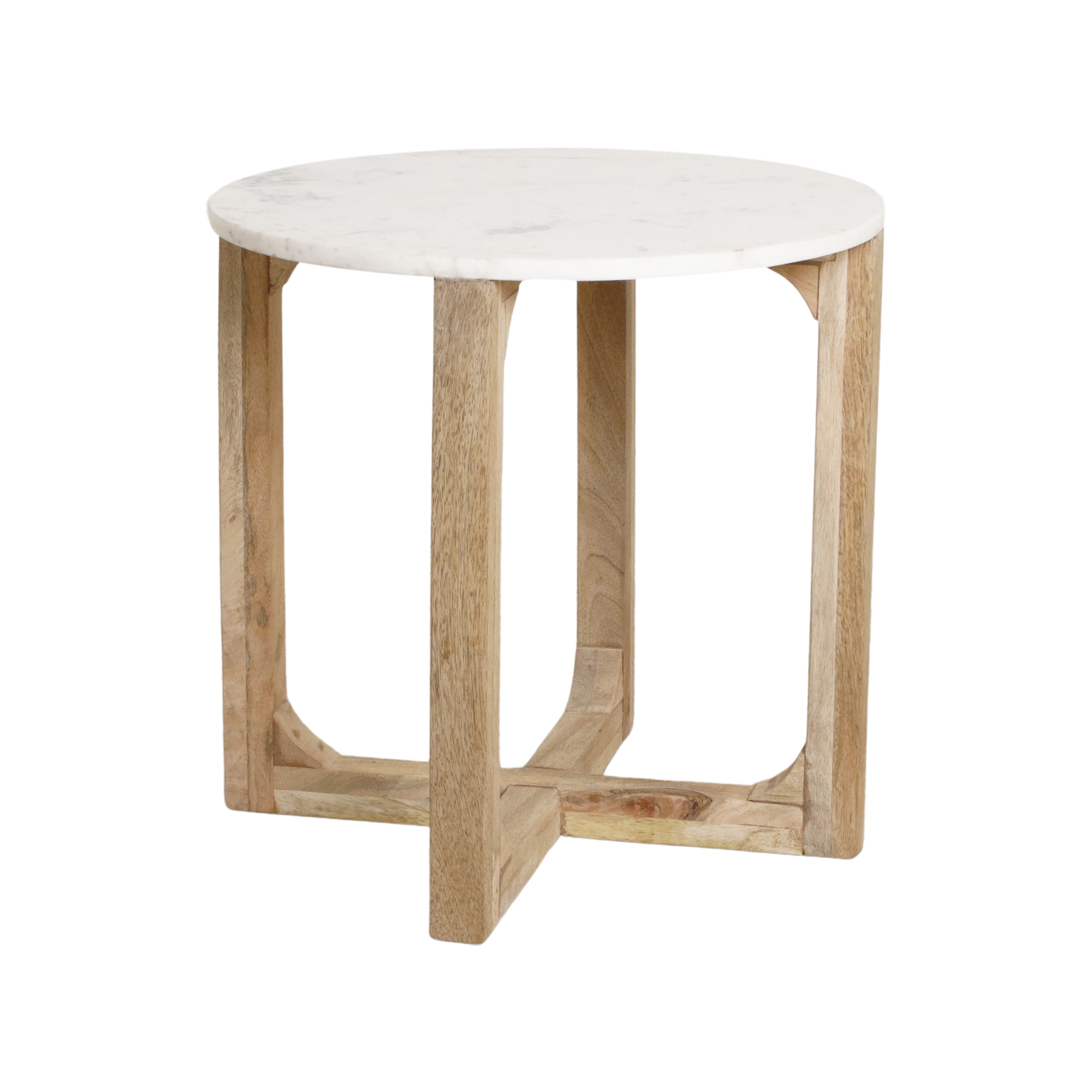 Raw Materials Marmeren Bijzettafel Rond - Wit - KwaliteitWonen.nl