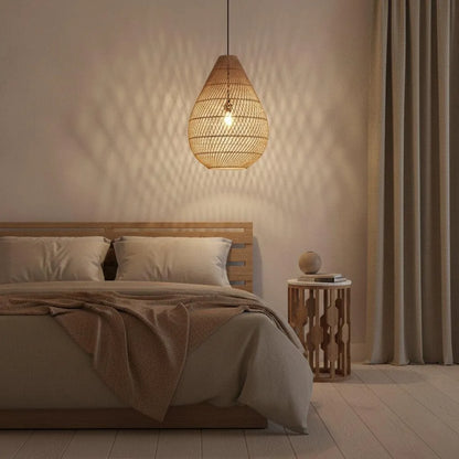 Raw Materials Maze Druppel Rotan Hanglamp Naturel -Ø 45x65 Cm - KwaliteitWonen.nl