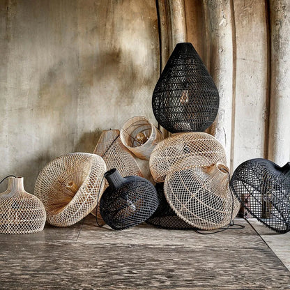 Raw Materials Maze Druppel Rotan Hanglamp Naturel -Ø 45x65 Cm - KwaliteitWonen.nl
