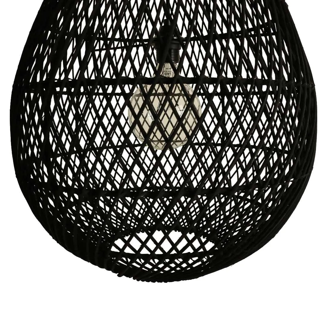 Raw Materials Maze Druppel Rotan Hanglamp Zwart - Ø 45x65 Cm - KwaliteitWonen.nl