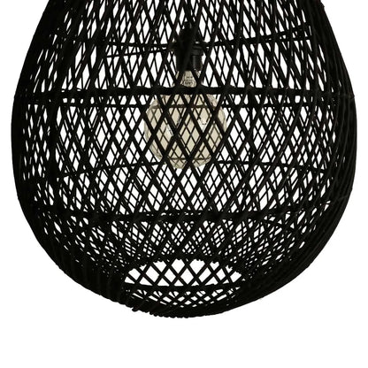 Raw Materials Maze Druppel Rotan Hanglamp Zwart - Ø 45x65 Cm - KwaliteitWonen.nl