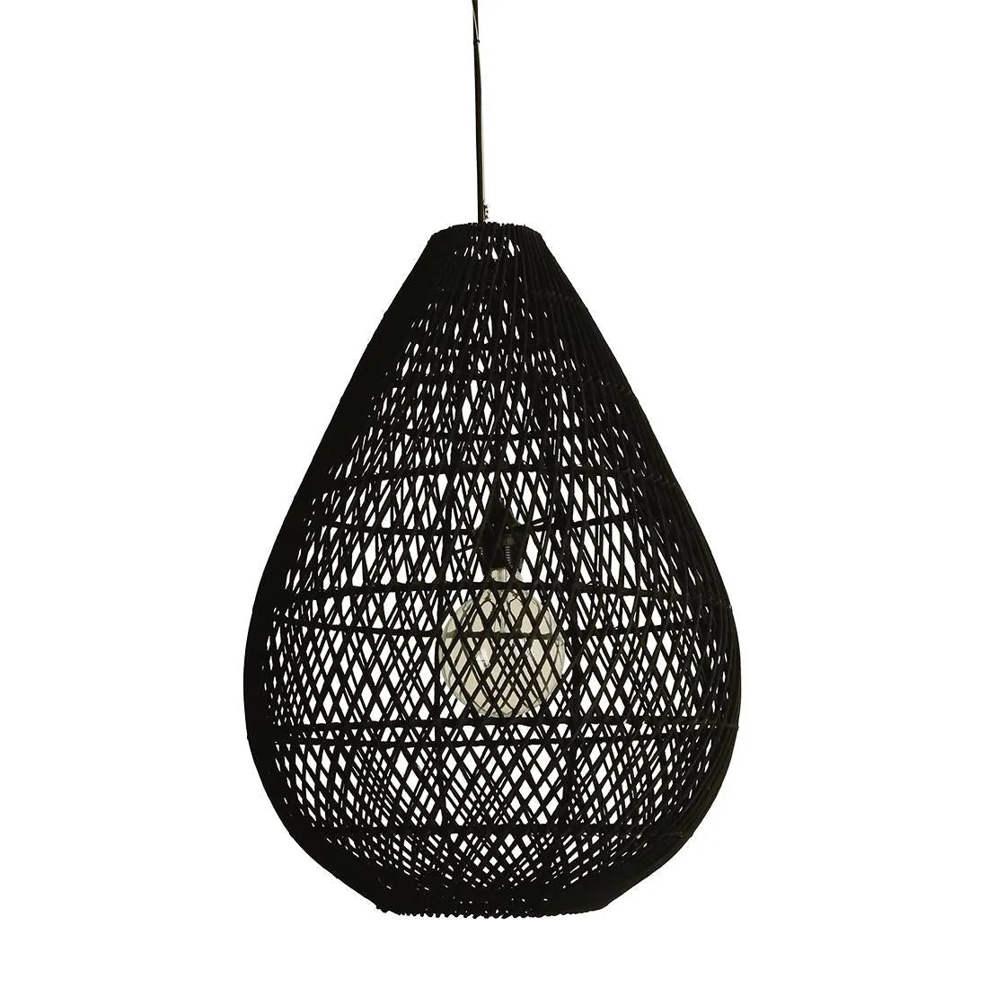 Raw Materials Maze Druppel Rotan Hanglamp Zwart - Ø 45x65 Cm - KwaliteitWonen.nl