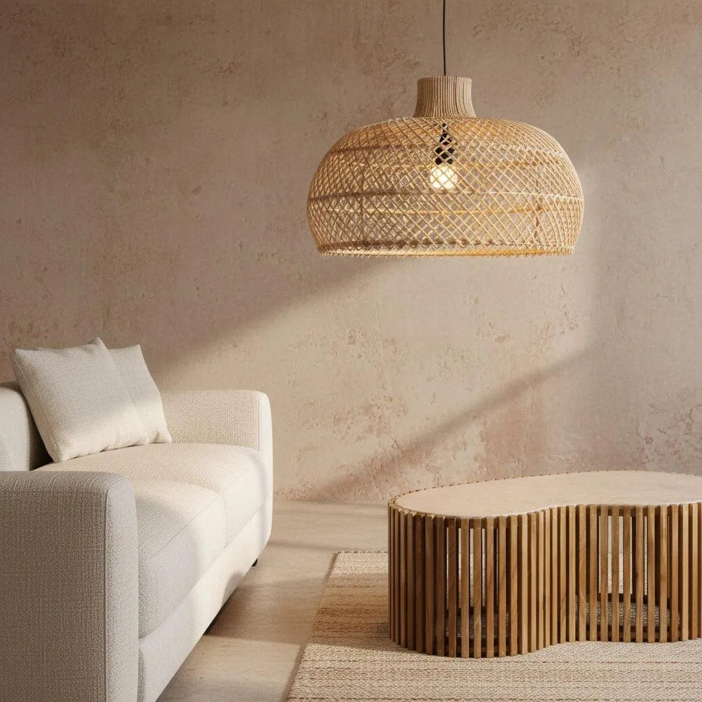 Raw Materials Maze Rotan Hanglamp Naturel -Ø 57x36 Cm - KwaliteitWonen.nl