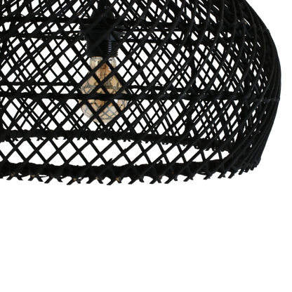 Raw Materials Maze Rotan Hanglamp Zwart - Ø 42x36 Cm - KwaliteitWonen.nl