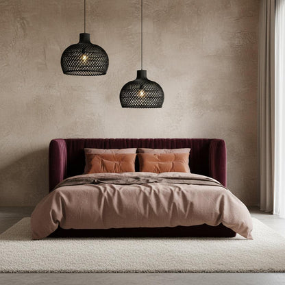Raw Materials Maze Rotan Hanglamp Zwart - Ø 42x36 Cm - KwaliteitWonen.nl