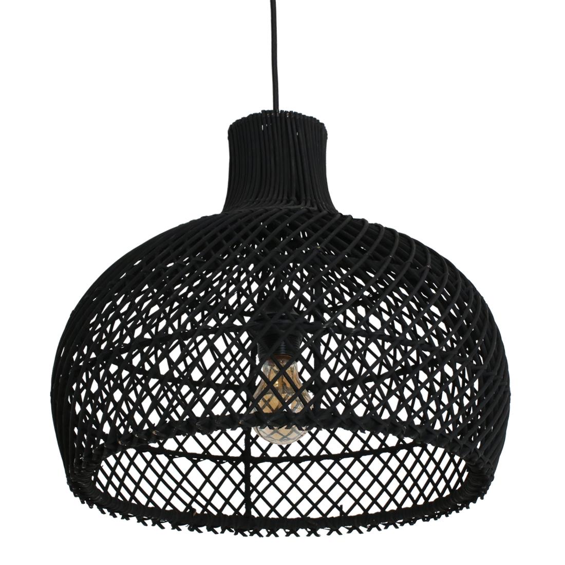 Raw Materials Maze Rotan Hanglamp Zwart - Ø 42x36 Cm - KwaliteitWonen.nl