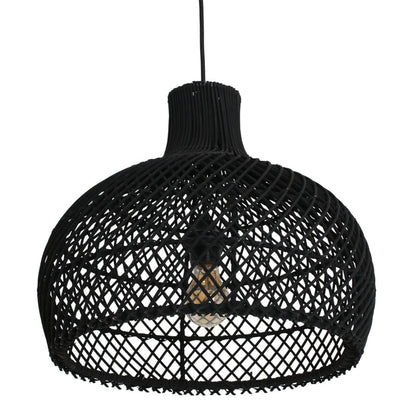 Raw Materials Maze Rotan Hanglamp Zwart - Ø 42x36 Cm - KwaliteitWonen.nl
