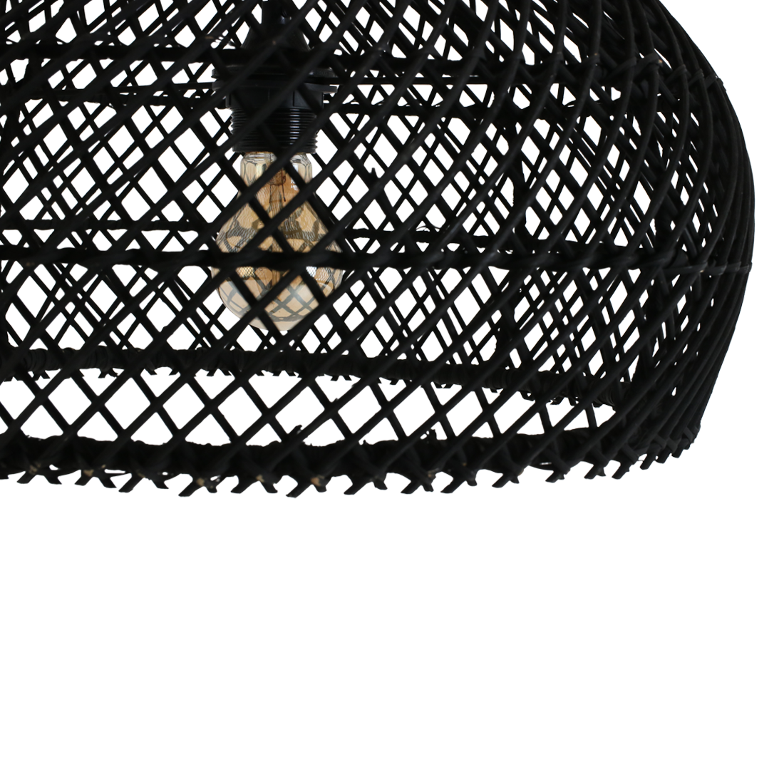 Raw Materials Maze Rotan Hanglamp Zwart - Ø 42x36 Cm - KwaliteitWonen.nl